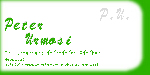 peter urmosi business card